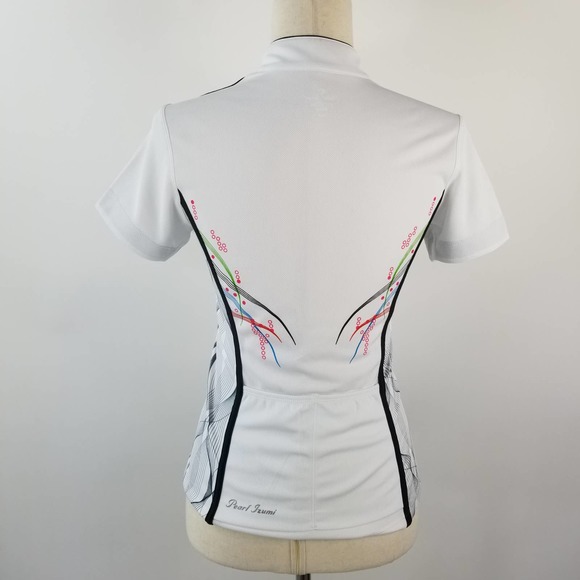Pearl Izumi Select White Black Red Green  Activewear Cycling Top Pockets Small - Picture 3 of 7